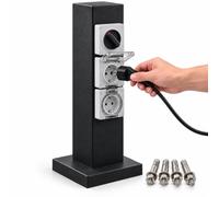 Borne Prise Extérieur, Prise Jardin Étanche IP66, Colonne Prise Extérieure | Avec 2 Prises Électriques Extérieures, Colonne Prise Extérieure en Acier Inoxydable 304 avec Interrupteur Général(Black)
