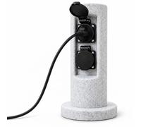 Borne Prise Extérieur, Prise Jardin Étanche, Prise Électrique Extérieure | Colonne Prise Extérieure IP44 avec Double Prise, Installation Fixe pour Jardin, Terrasse et Espace Extérieur