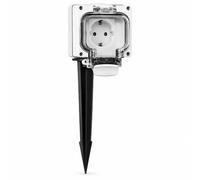 Borne Prise Extérieur, Prise Jardin Étanche, Prise Électrique IP66 | Colonne Prise Extérieure avec Piquet Métal Robuste pour Jardin Pelouse Camping Alimentation Extérieure
