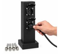 Borne Prise Extérieur, Prise Jardin IP54, Acier Inoxydable 304 | Colonne Prise Extérieure de 40 cm avec 2 Prises Protégées, 220 V 10 A, 3 KW, Socle de Fixation et Vis(Black)