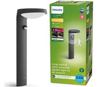 Borne Solaire Extérieure Philips Tyla, Détecteur de Mouvement, Jusqu'à 250 lm, IP44, Anthracite, Classe Énergétique A