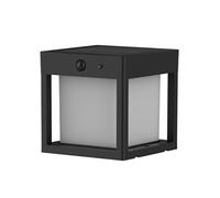 Borne lumineuse carré avec détecteur de mouvement PILARO BLACK LED blanc chaud 15cm