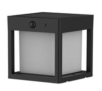 Lumisky Borne solaire PILARO BLACK carré détecteur de mouvement LED blanc chaud 15 cm
