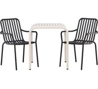 Borneo set de jardin table 70x70cm beige, 2 chaises noires.