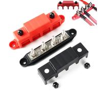 Bornes de câblage 250A, 2 rails de bus, rail de distribution avec connexion boulonnée 4 x M8, bloc de connexion de batterie 5/16 "avec couvercle pour voitures camping cars bateaux et yachts