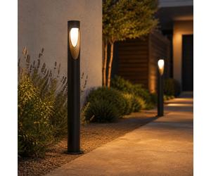 Bornes extérieures LED, 6W, colonne noire, indice de protection IP65, 80 cm - lumière chaude (2300K - 3500K)