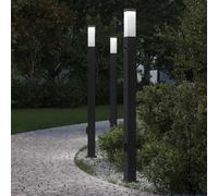 Bornes lumineuses avec détecteur et prise lot de 3 110 cm noir IP44 vidaXL