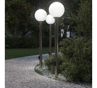 Bornes lumineuses avec détecteur et prise lot de 3 120 cm acier inoxydable IP44
