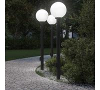 Bornes lumineuses avec détecteur et prise lot de 3 120 cm noir IP44 vidaXL