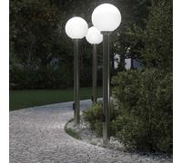 Bornes lumineuses avec sortie lot de 3 120 cm acier inoxydable IP44 vidaXL
