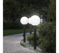 vidaXL Bornes Lumineuses avec Sortie Lot de 3 80 cm Noir IP44