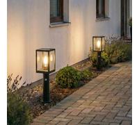 Bornes lumineuses LED Lindby Relto, capteur, piquet, 50 cm Relto, noir, Inox, Moderne, Lampe Solaire