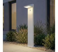 Bornes lumineuses LED Lucande Silvan, blanche, 100 cm, avec capteur, IP54 Silvan, blanc, Aluminium, Moderne