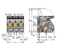 Bornier à ressort WAGO 2716-103 6.00 mm² Nombre de pôles 3 gris 40 pc(s)