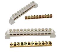 Bornier de bande mise à la terre 4-12 pôles en laiton | Connecteur neutre de terre à vis for le câblage du boîtier de distribution(White 10 Pin)