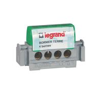 Bornier de mise à la terre à 4 bornes Legrand 76A 1+N 1 pièce