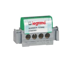 Bornier de mise à la terre à 4 bornes Legrand 76A 1+N 1 pièce