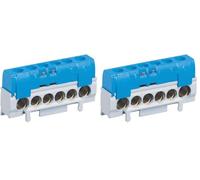 Bornier de répartition IP2X neutre - 1 connexion 10mm²à 35mm² - bleu -L.62mm (Lot de 2)