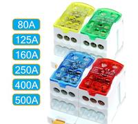 Bornier électrique fendu sur Rail Din, boîte de jonction, connecteur électrique de fil d'alimentation UKK80A 125A 160A 250A 400A 500A Green