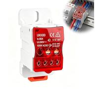 Bornier Electrique Rail Din UKK-80A 690V BoîTe De Jonction BoîTe De Distribution De Bornier Rail Din, Boîte Electrique, Dispositif De Protection De Micro-ordinateur Avec Couvercle De Protection(Rouge)