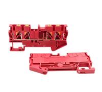 Bornier sur rail DIN 4 fils PT 2.5-QU 24-12 AWG 50 pièces | Conception de pince à ressort for des connexions de rail compactes à quatre fils(PT-2.5-QU-RED)