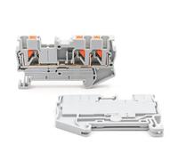 Bornier sur rail DIN à double fil PT-2.5-TWIN 24-12 AWG, 10 pièces | Conception de pince à ressort for les connexions sur rail DIN à deux fils(PT-2.5-TWIN-GRAY)
