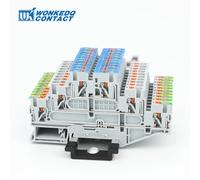 Bornier sur Rail Din PT 2.5-PE/L/N à 3 niveaux, couche inférieure au sol, connecteur de protection électrique modulaire Push-in Earth 2,5 mm2, 10 pièces Plug-in Bridge