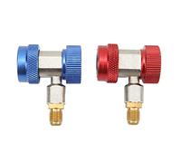 BOROCO Raccords Rapides R134a Climatisation, 1/4 Pouce Mâle Évasé Haute et Basse Pression Kit Coupleurs Laiton Rouge Bleu