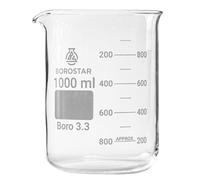 Borostar Bécher en verre borosilicaté 3.3, forme basse, 1000 ml, avec graduation et bec verseur pour laboratoire