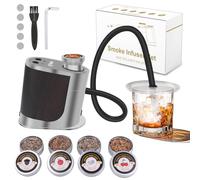 BORUIT Kit de fumoir à cocktail rechargeable et réglable avec 3 réglages, arrêt automatique et 4 saveurs de copeaux de bois avec kit fumé à l'ancienne - Cadeaux de whisky pour homme, papa, mari (blanc