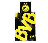 Borussia Dortmund, Le linge de lit brille dans l'obscurité, noir-jaune, 135x200