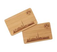 Borussia Dortmund Lot de 2 Planches de Petit-déjeuner en Bois pour Adulte - Couleur Bois - Taille Unique