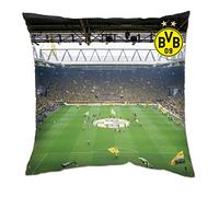 Borussia Dortmund,Oreiller avec illustration de la tribune sud de Dortmund, Homme, noir-jaune, 40x40