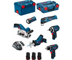 BOSCH 12V Kit BMK6-28AD3 (GSR 12V-15+GDR 12V-105+GKS 12V-26+GOP 12V-28+GSA 12V-14+GLI 12V-80+3 x 2.0 Ah+GAL1230CV )