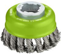 Bosch 1x Brosse boisseau PRO Stainless Steel Longlife, fils torsadés pour petite meuleuse angulaire et X-Lock (pour Acier, Ø 75 mm, Professional Accessoire Petite meuleuse angulaire)