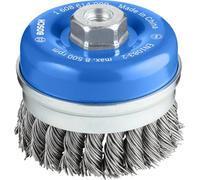 Bosch Brosse boisseau PRO Steel Longlife 90 mm, fils d'acier torsadés 0,8 mm, M14, 1 pièce
