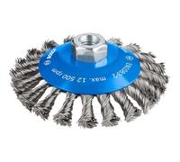 Bosch 1x Brosse conique PRO Steel Longlife, fils torsadés pour petite meuleuse angulaire et filetage M14 (pour Acier, Ø 115 mm, Professional Accessoire Petite meuleuse angulaire)