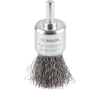 Bosch 1x Brosse pinceau PRO Steel Longlife, fils ondulés pour emmanchement cylindrique 6 mm et perceuse (Ø 25 mm, Professional Accessoire Perceuses/visseuses rotatives)