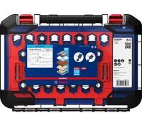 Bosch 2 608 900 447, kit, foret, brique, plastique, carreau mural en céramique souple, acier inoxydable, bois, bleu, 6 cm, 20,22,25,32,35,40,44,51,60,64,76 mm