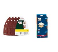 Bosch 25x Disques Abrasifs Mixtes (Bois, Mastics, Peinture et Vernis, Grain 40/80/120/180, 102 x 62 mm) + 3x Cales Expert Standard S471 (Bois résineux, Peinture sur bois, 69 x 97 x 26 mm, Accessoires)