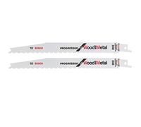 Bosch 2x Lame de scie sabre multi-matériaux S3456XF | pour Bois avec clous durs, Bois de chantier, Longueur 200 mm Professional Accessoire Scie sabre