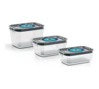BOSCH - 3 boites de conservation sous vide hermétiques : 0,7L, 1,0L et 1,5L - Bac d'égouttement - Indicateur jour et mois - Tritan