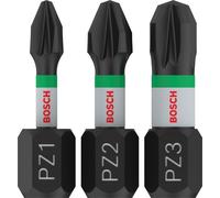 BOSCH Embouts PRO PZ Impact, PZ1 x 25, PZ2 x 25, PZ3 x 25 mm, 3 pieces 2608522471