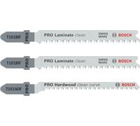 Bosch 3x Kit de 3 lames de scie sauteuse PRO Laminate pour emmanchement en T (pour Parquet, Vinyle stratifié solide, PVC, Longueur mm, Professional Accessoire Scie sauteuse)