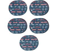 Bosch 55x Assortiment de disques abrasifs EXPERT O780, 125 mm, 55 pièces | pour Bois dur, Peinture sur bois, Grain 5x 60, 15x 80, 15x 120, 15x 180, 5x 240, Accessoire Ponceuse excentrique