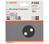 Bosch 5x Disque abrasif PRO F355 pour ponceuses excentriques | pour Béton, Pierre dure, Grain 180, Professional Accessoire Ponceuse excentrique