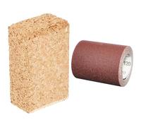 Bosch Accessories 2607000636 Bloc à poncer Petit modèle + Bosch Accessories Rouleau Abrasif Paiper C410 pour Ponçage Manuel, Grain 120, 93mm x 5m