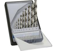 Bosch Accessories 2607010535 HSS Jeu de forets pour le métal 10 pièces 1 mm, 2 mm, 3 mm, 4 mm, 5 mm, 6 mm, 7 mm, 8 mm, 9 mm, 10 mm meulé DIN 338 tige