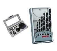 Bosch Accessories 2607019450 X-line Lames scie cloche 11 pièces & Bosch Professional 7 pces. Kit de forets à bois hélicoïdaux