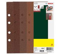 Bosch Set de 25 feuilles abrasives pour ponceuse vibrante – grains 60/80/120/240 – Quantité 1